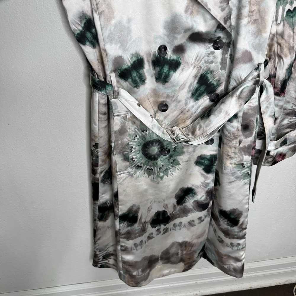 New INC International Concepts Tie Dye Satin Tench Coat Women's Large - Picture 4 of 10